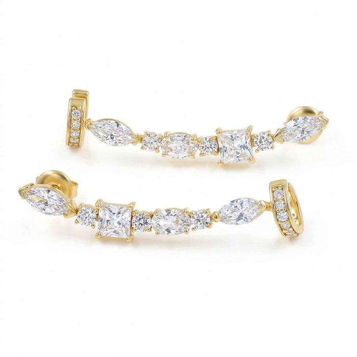 Swarovski Crystal Linear Ear Climber Earrings – 18K Gold & Silver Plated