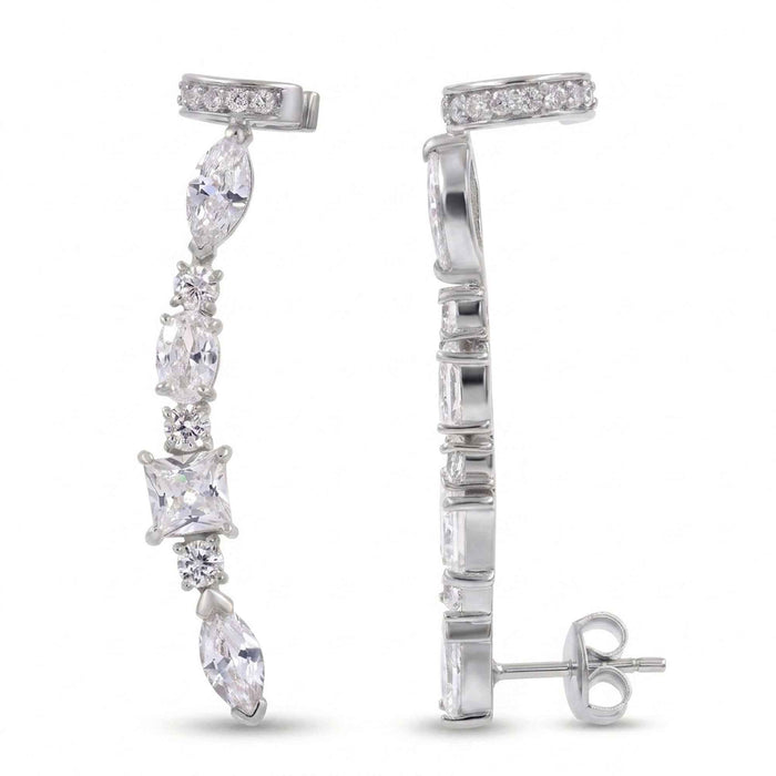 Swarovski Crystal Linear Ear Climber Earrings – 18K Gold & Silver Plated