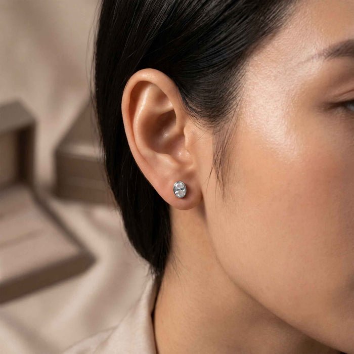 Swarovski Crystal Ear Cuff Chain Stud Earring Set – 1 Micron 18K Gold & Silver Plated