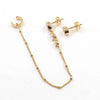 Swarovski Crystal Ear Cuff Chain Stud Earring Set – 1 Micron 18K Gold & Silver Plated