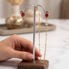 Pink Quartz Ear Cuff Chain Drop Earring Set – 1 Micron 18K Gold & Silver Plated