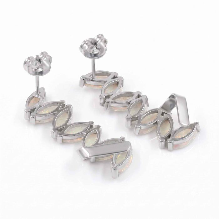 Opal Quartz Marquise Ear Climber Earrings – 1 Micron 18K Gold & Silver Plated