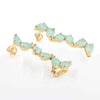 Aquamarine Quartz Pear Ear Climber Earrings – 1 Micron 18K Gold & Silver Plated