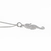 A silver-toned necklace featuring a seahorse-shaped pendant encrusted with small clear stones, shown on a plain white background.