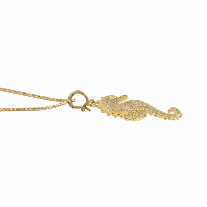 Swarovski Crystal Seahorse Pendant Necklace, 18K Gold Plated