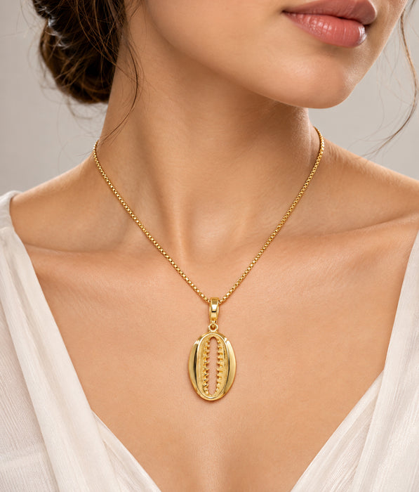 Gold-Plated Shell Pendant Necklace