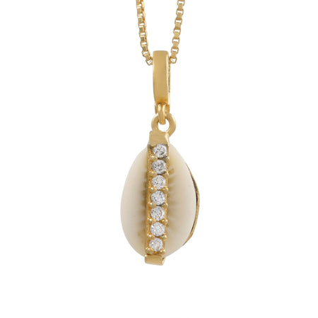 Sippy Shell & Sparkle Crystal Pendant Gold-Plated Necklace