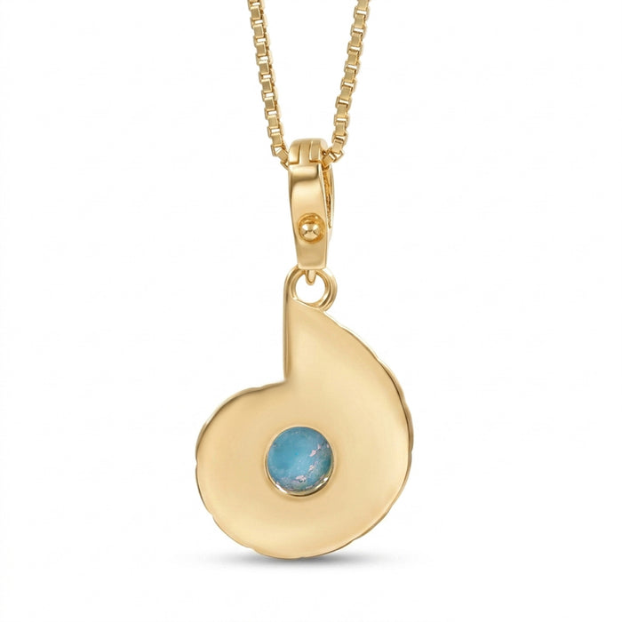 Natural Blue Turquoise Nautilus Shell Pendant
