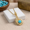 Natural Blue Turquoise Nautilus Shell Pendant Necklace – 1 Micron 18K Gold & Silver Plated