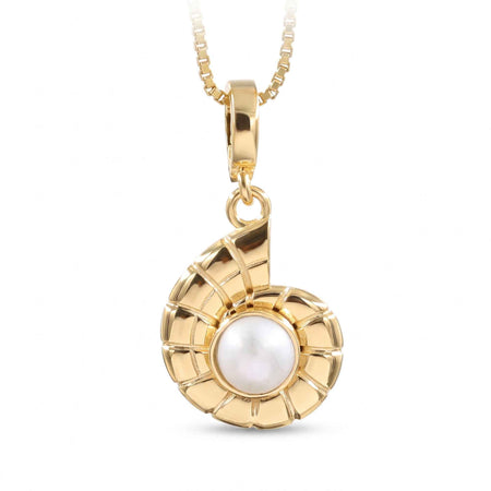 Natural Pearl Nautilus Shell Pendant Necklace – 1 Micron 18K Gold & Silver Plated