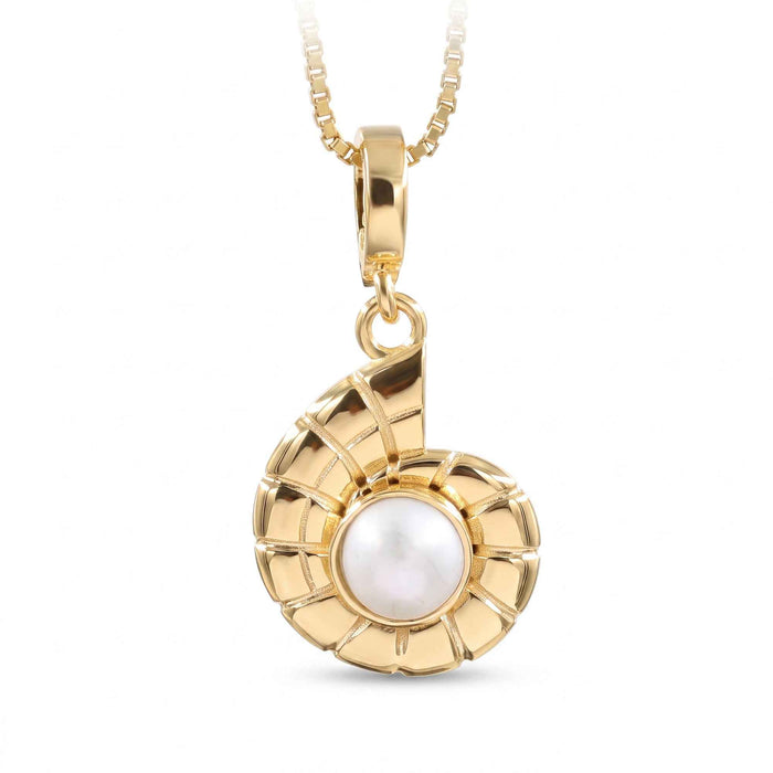 Natural Pearl Nautilus Shell Pendant Necklace – 1 Micron 18K Gold & Silver Plated