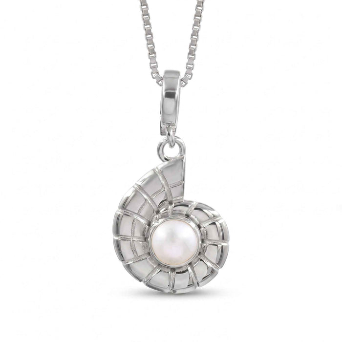 Natural Pearl Nautilus Shell Pendant Necklace – 1 Micron 18K Gold & Silver Plated
