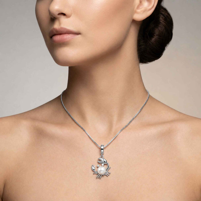 Pearl Crab Pendant Necklace – 1 Micron 18K Gold & Silver Plated