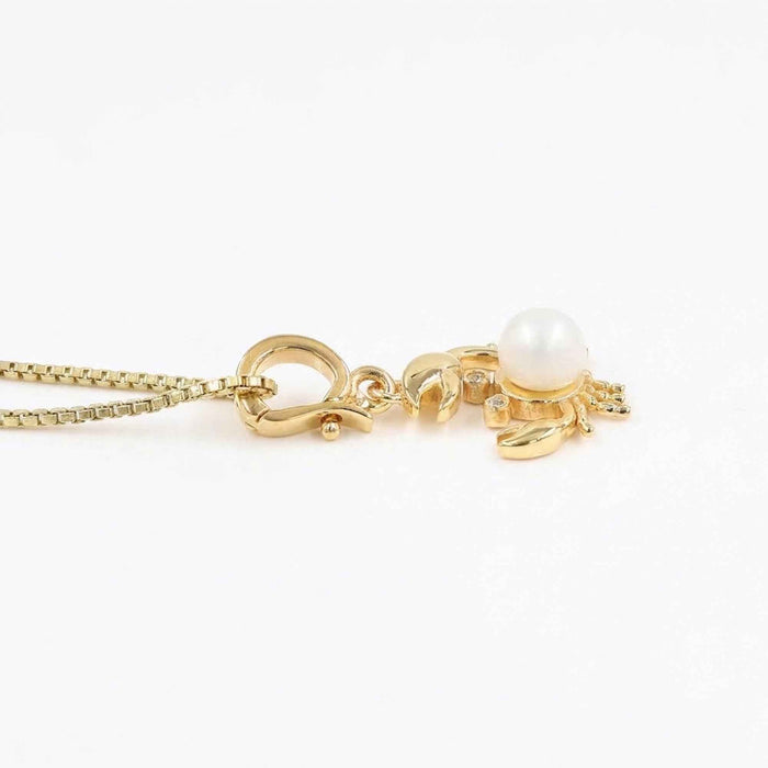 Pearl Crab Pendant Necklace – 1 Micron 18K Gold & Silver Plated