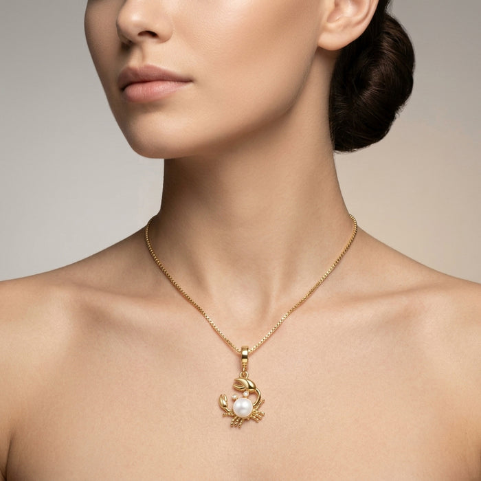 Pearl Crab Pendant 18K Gold-Plated Necklace for Her