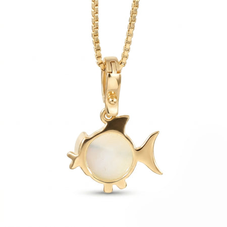 Pearl Puffer Fish Pendant Necklace