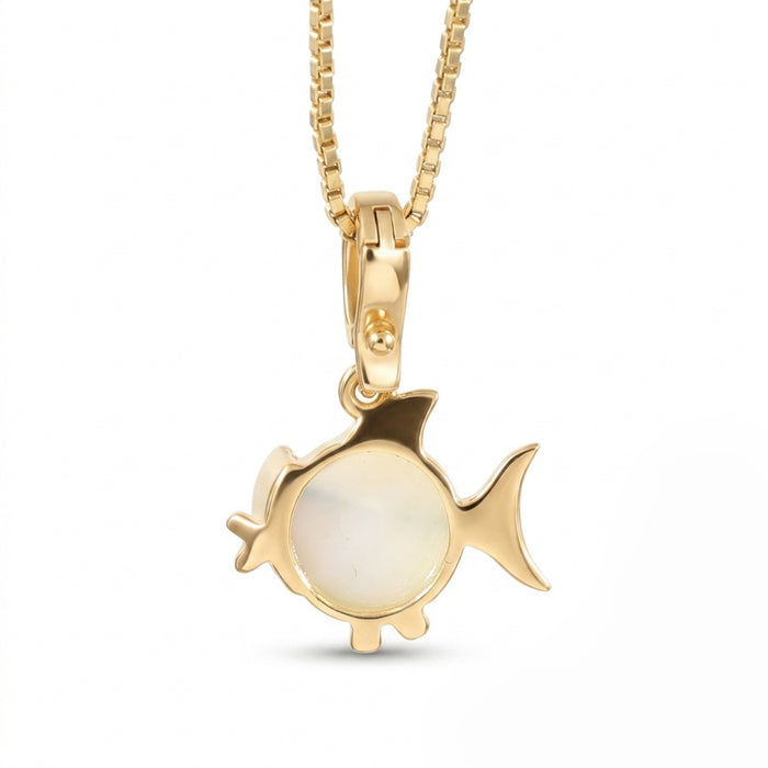 Pearl Puffer Fish Pendant Necklace