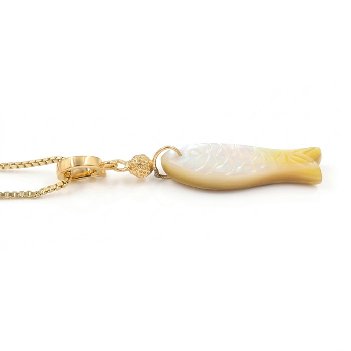 Multi Gemstone Fish Pendant 18K Gold-Plated