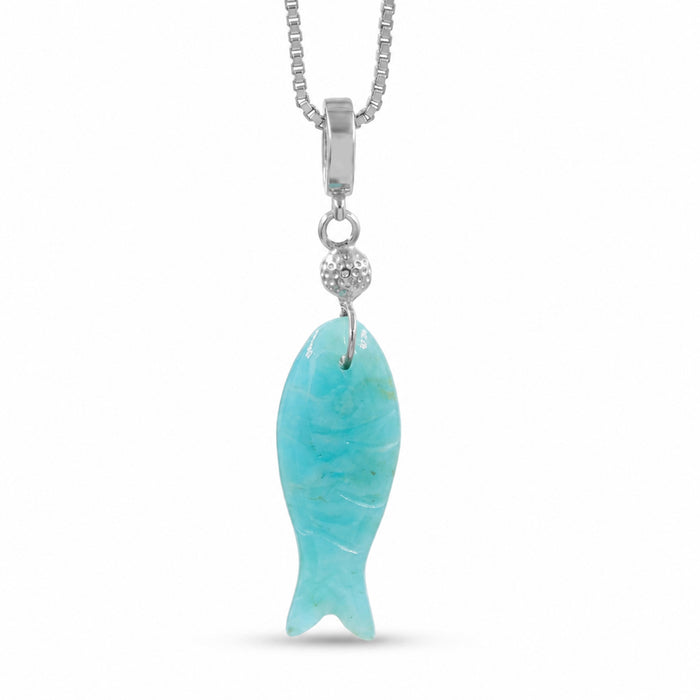 Gemstone Fish Pendant Necklace – 1 Micron 18K Gold & Silver Plated