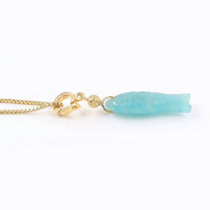 Multi Gemstone Fish Pendant 18K Gold-Plated