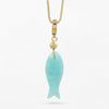 Multi Gemstone Fish Pendant 18K Gold-Plated