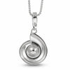 A silver nautilus shell pendant necklace on a matching silver box chain, shown against a plain white background.