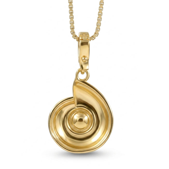 Pearl Enamel Nautilus Shell Pendant Necklace | 18K Gold