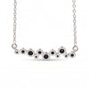 Natural Black Onyx Bubble Station Necklace in 18K Gold Plated and Silver Plated Finish with Graduated Round Gemstones