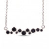 Natural Black Onyx Bubble Station Necklace in 18K Gold Plated and Silver Plated Finish with Graduated Round Gemstones