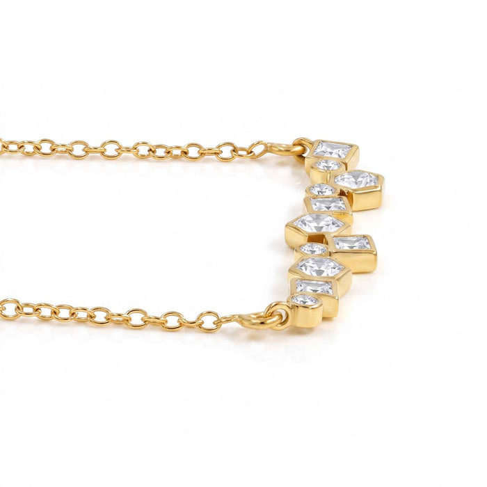 Staggered Geometric Swarovski Crystal Bar Necklace – 18K Gold & Silver Plated