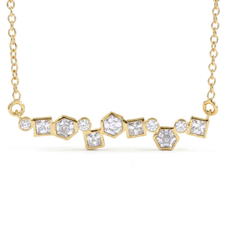 Staggered Geometric Swarovski Crystal Bar Necklace – 18K Gold & Silver Plated
