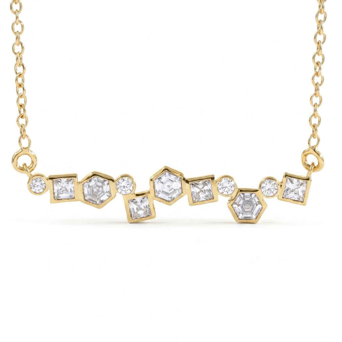 Staggered Geometric Swarovski Crystal Bar Necklace – 18K Gold & Silver Plated