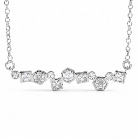 Staggered Geometric Swarovski Crystal Bar Necklace – 18K Gold & Silver Plated