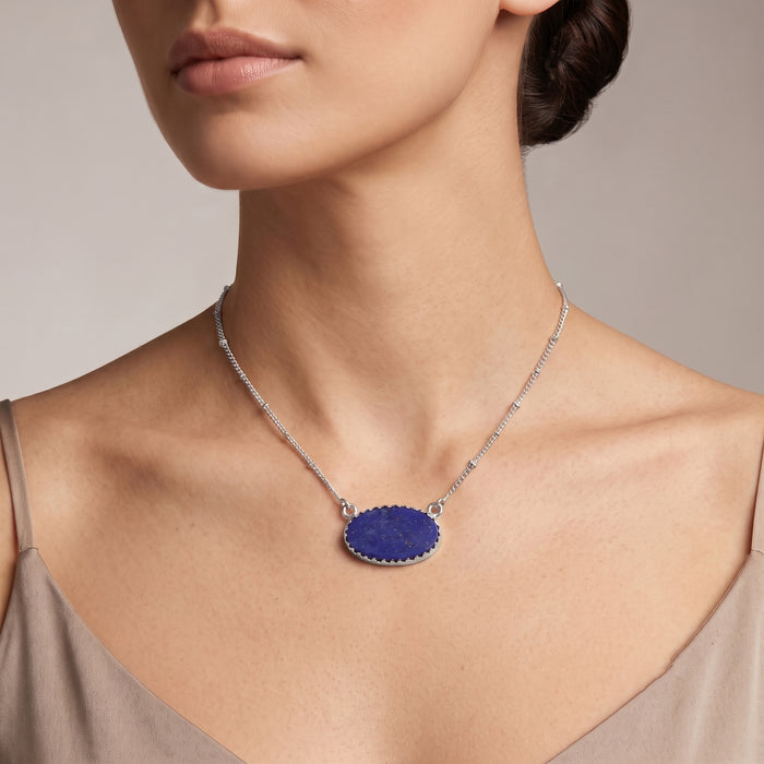 Natural gemstone necklace with lapis lazuli pendant