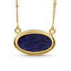 Natural Lapis Lazuli Freeform Pendant Gold-Plated Necklace