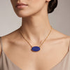 Natural Lapis Lazuli Freeform Pendant Gold-Plated Necklace