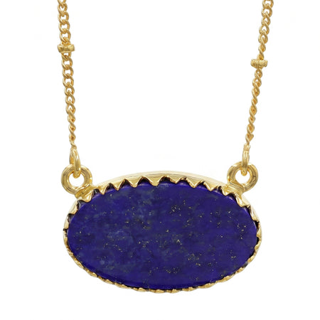Natural gemstone necklace with lapis lazuli pendant