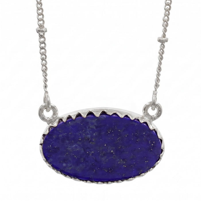 Natural gemstone necklace with lapis lazuli pendant
