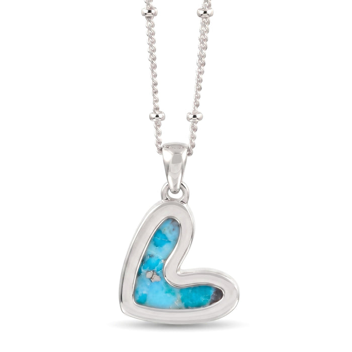 Natural blue turquoise heart pendant necklace in gold and silver plated finish