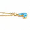 Natural blue turquoise heart pendant necklace in gold and silver plated finish