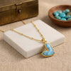 Natural blue turquoise heart pendant necklace in gold and silver plated finish