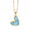Natural blue turquoise heart pendant necklace in gold and silver plated finish