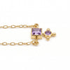 Natural amethyst geometric pendant necklace with square and round gemstones in 18K gold plated finish