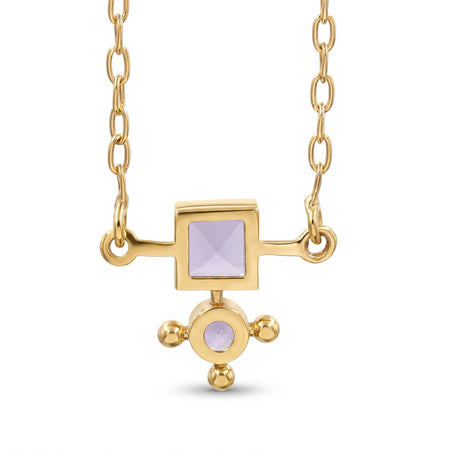 Natural Amethyst Geometric Gold-Plated Necklace