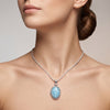 Natural Larimar Oval Gemstone Pendant in Silver plating