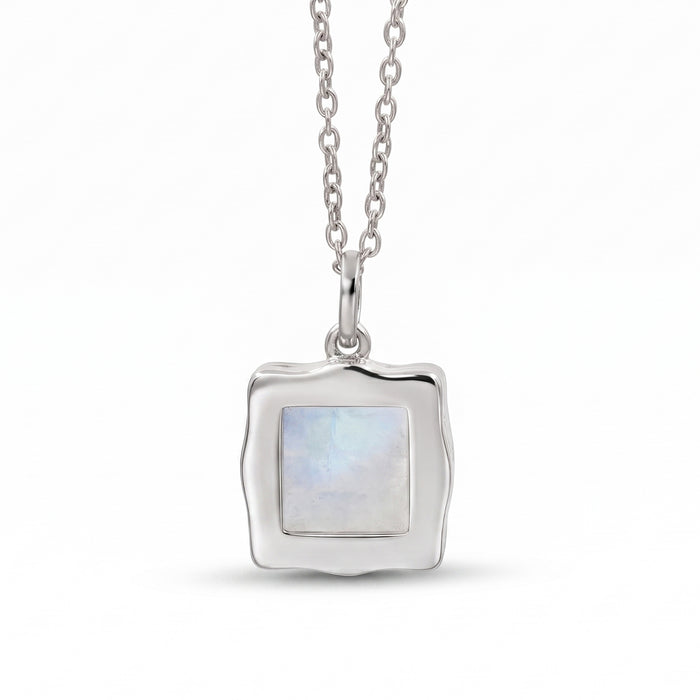Natural Rainbow Moonstone Pendant Necklace - 18K Gold and Silver Plated