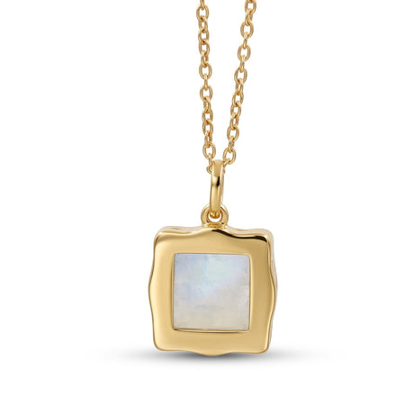 Natural Rainbow Moonstone Pendant Necklace, 18K Gold-Plated
