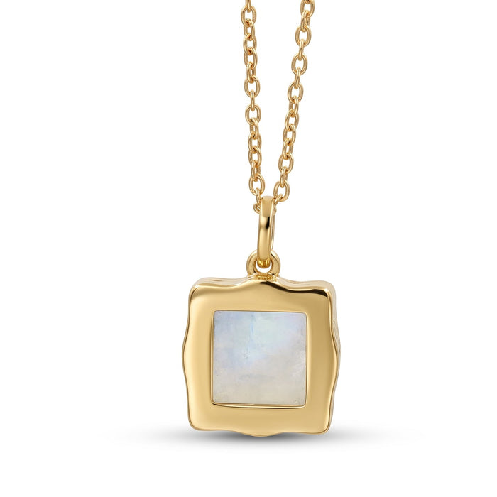 Natural Rainbow Moonstone Pendant Necklace, 18K Gold-Plated