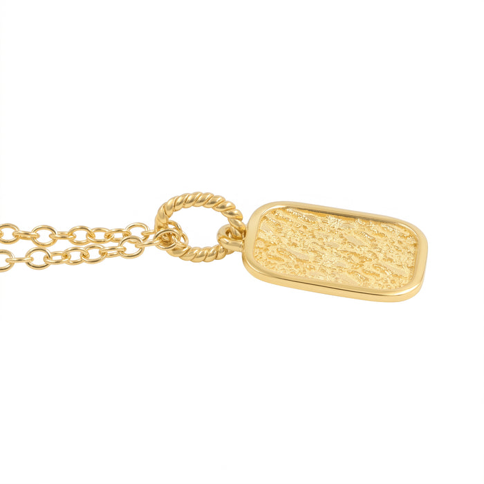 Textured Rectangle Tag Pendant Necklace – 18K Gold & Silver Plated