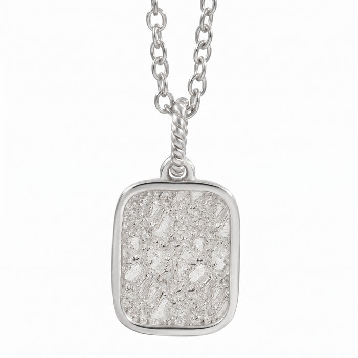 Textured Rectangle Tag Pendant Necklace – 18K Gold & Silver Plated